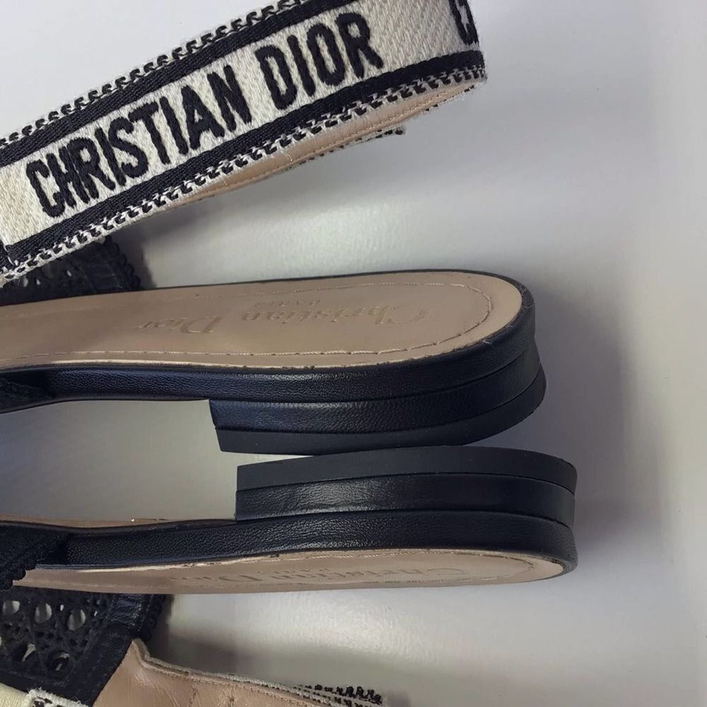 Dior Moi Black Cotton Lambskin Mesh Cannage Slingback Ballet‎ Flats EU 35.5 - Picture 10 of 17